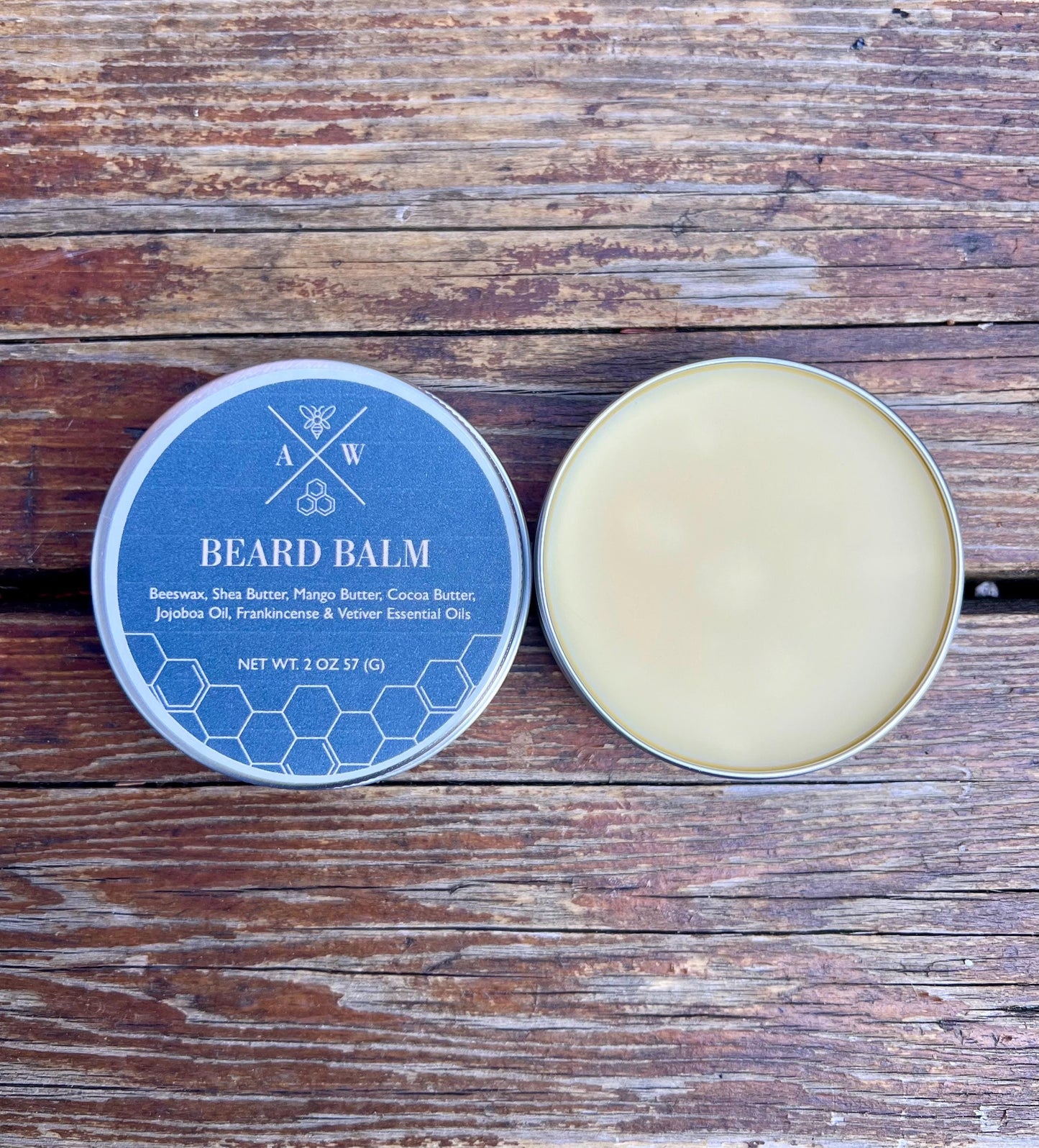 Beard Balm - Vetiver + Frankincense, Shea, Cocoa, Mango butter. Jojoba Oil. Eco Friendly Tin.
