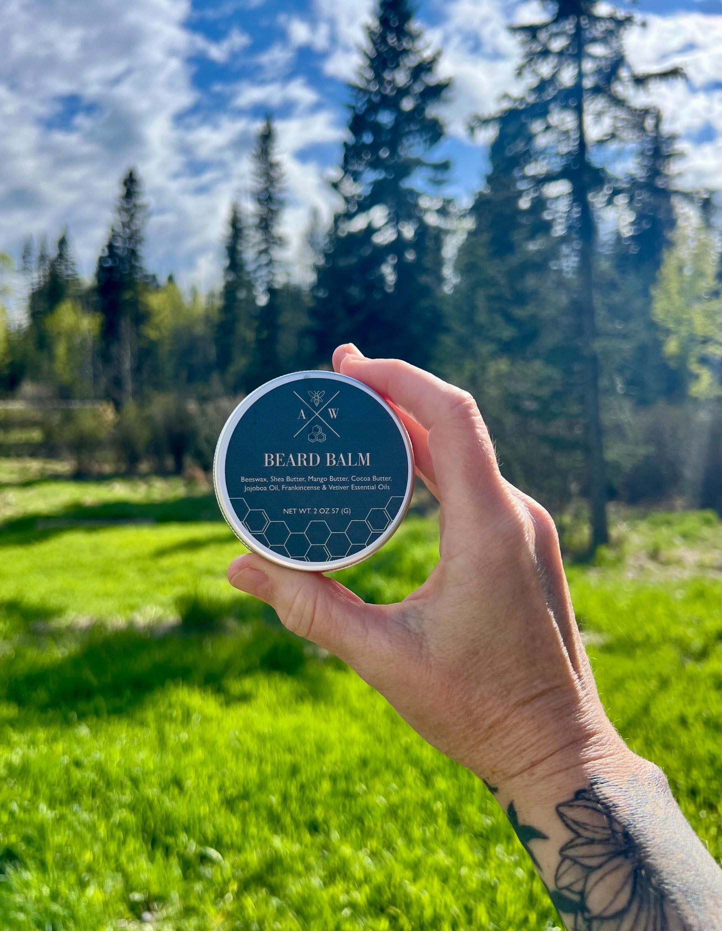 Beard Balm - Vetiver + Frankincense, Shea, Cocoa, Mango butter. Jojoba Oil. Eco Friendly Tin.