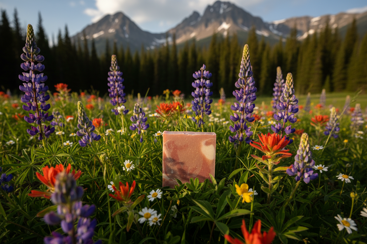 Amberwood Moss soap with wildflowers and forest