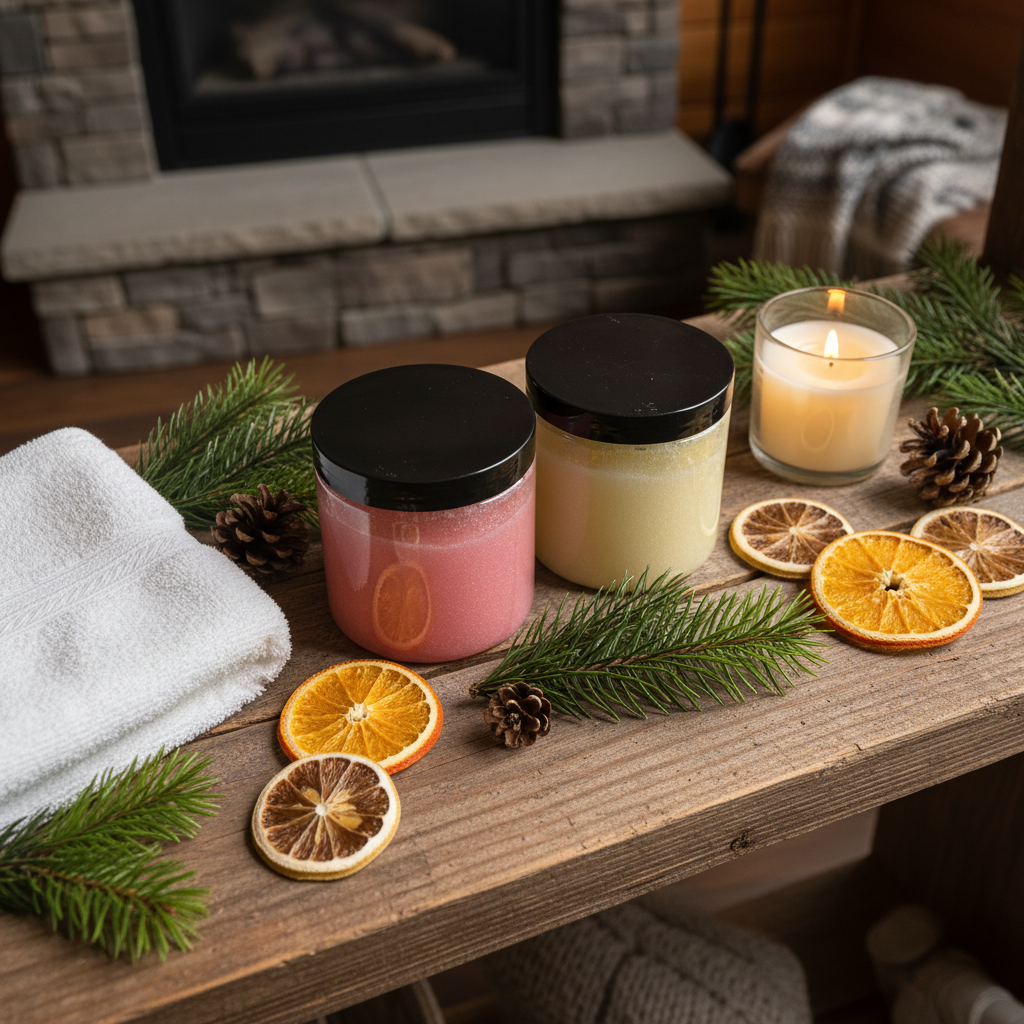 Overhead flat lay of scrubs